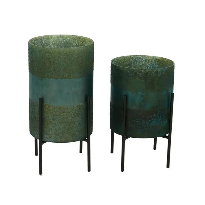 Green Glass Candle Holder
