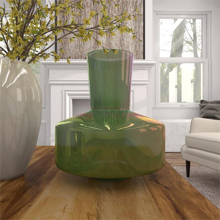 GREEN GLASS VASE