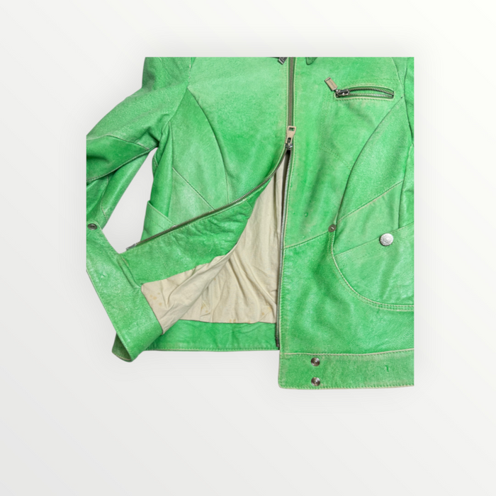 GREEN LATHER JACKET - GIACCA IN PELLE VERDE
