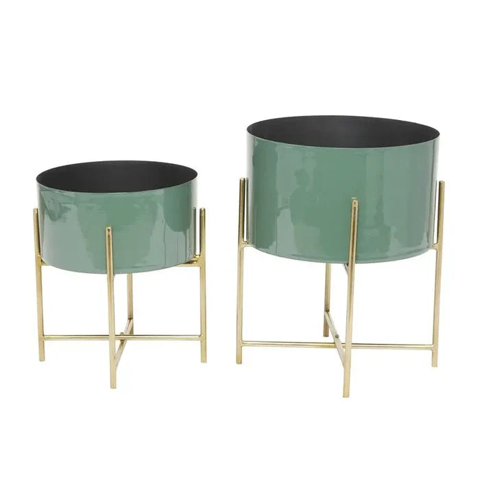 Green Metal Modern Planter,