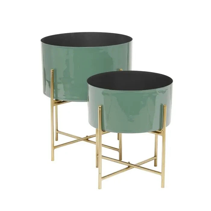 Green Metal Modern Planter,