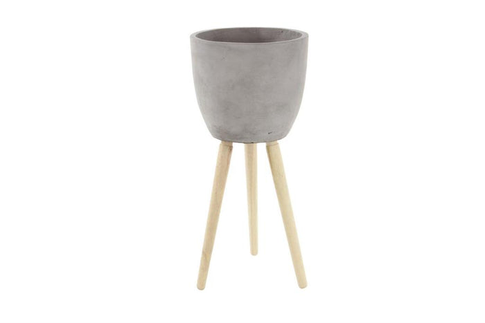 GREY FIBER CLAY CONTEMPORARY PLANTER