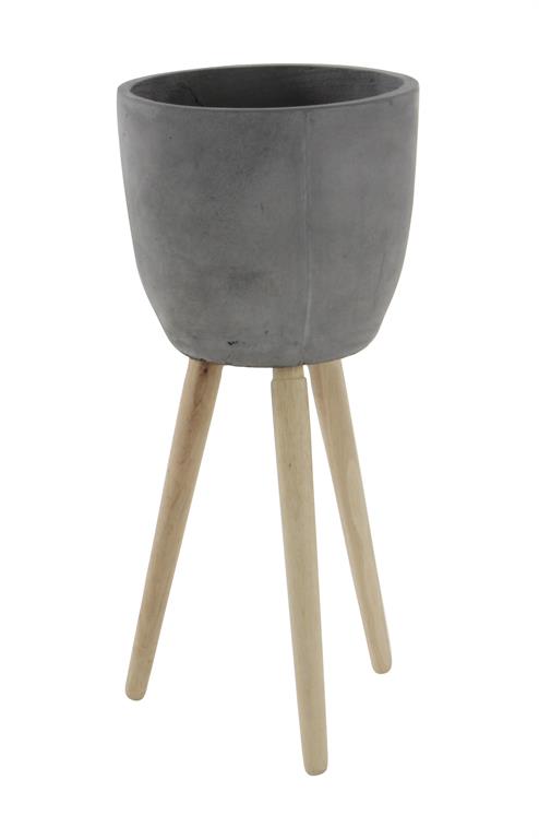 GREY FIBER CLAY CONTEMPORARY PLANTER