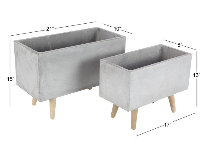 GREY FIBER CLAY CONTEMPORARY PLANTER
