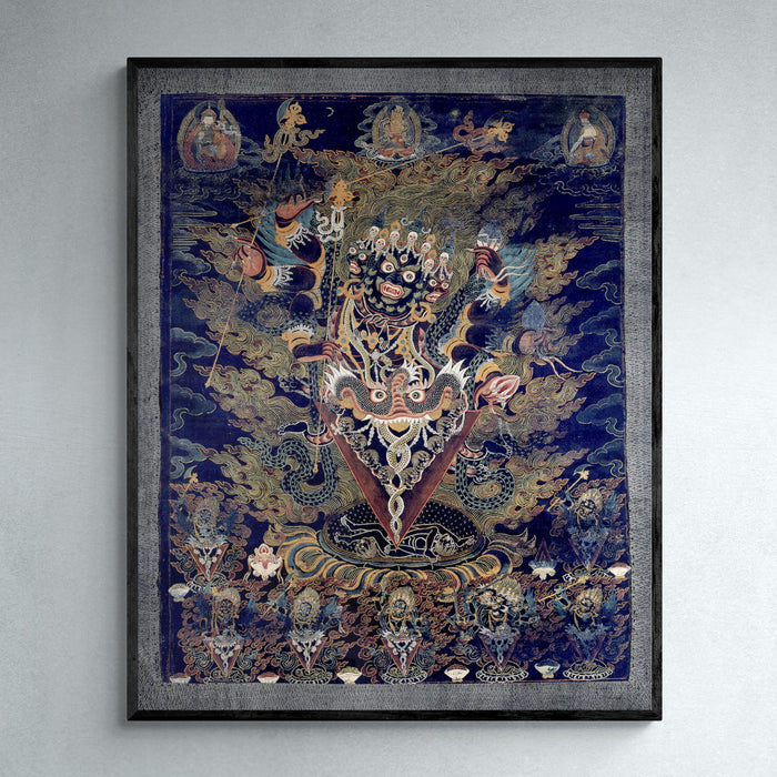 Guru Dragpur or Vajrakila Wrathful Padmasambhava, Bliss Mandala, Tibetan Thangka Dharma Protector Vintage Buddhist Antique Fine Art Print