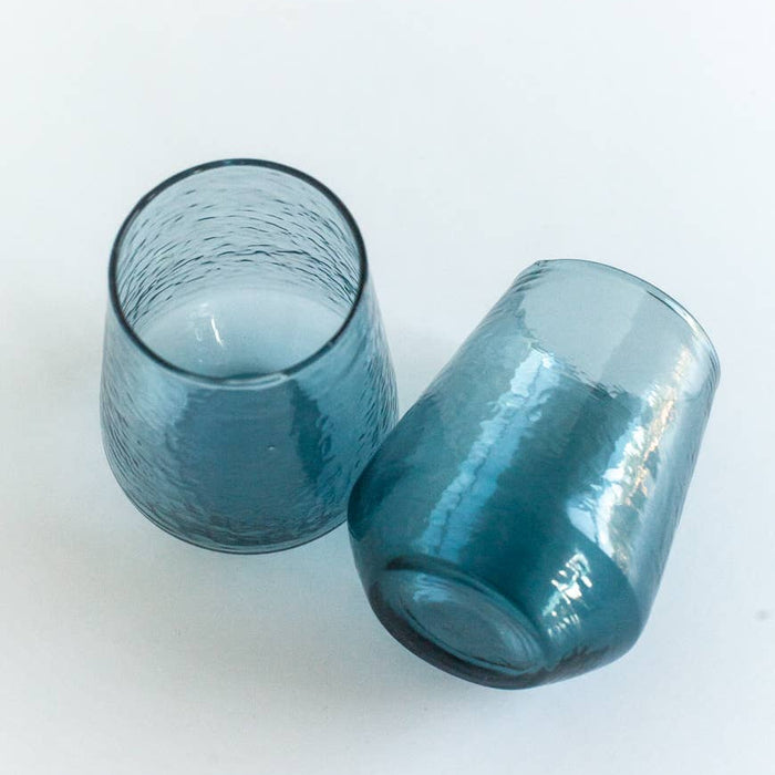 Handblown Hammered Glass Water Tumblers
