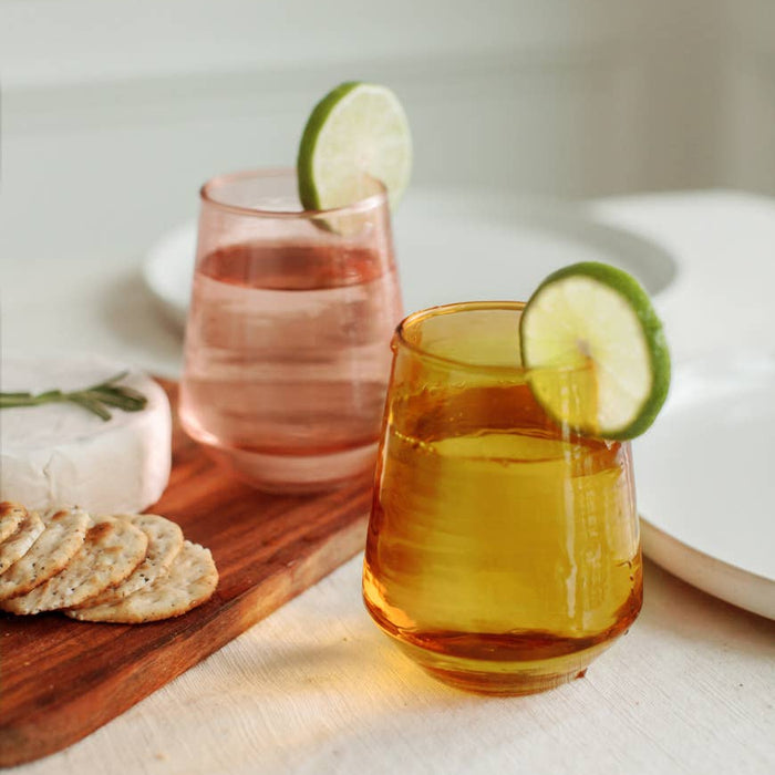 Handblown Hammered Glass Water Tumblers