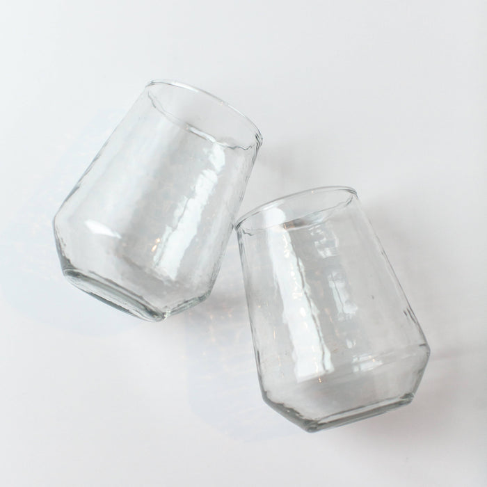 Handblown Hammered Glass Water Tumblers