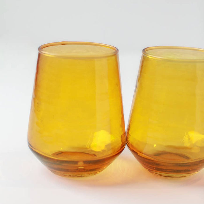 Handblown Hammered Glass Water Tumblers