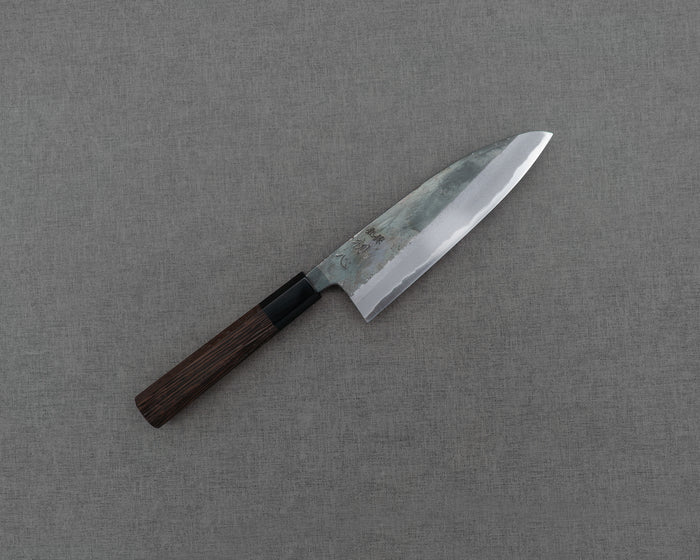 Hatsukokoro / Motokyuuichi Hamono "Kurosagi" Aogami Super 3-Layer Kurouchi 165mm Santoku