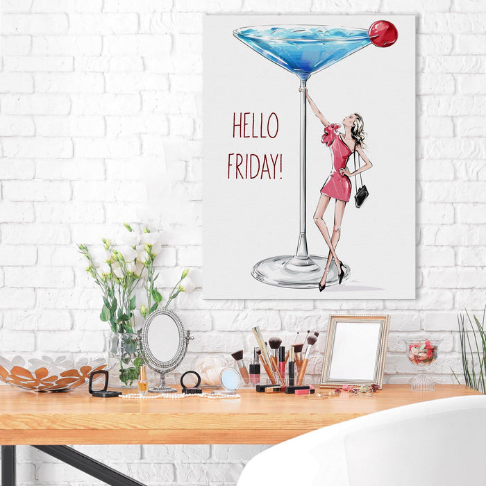 Hello Friday Martini - Fashion Wall Art Canvas - SharpWallArts