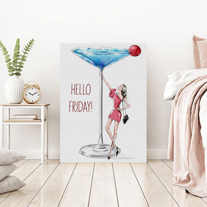 Hello Friday Martini - Fashion Wall Art Canvas - SharpWallArts