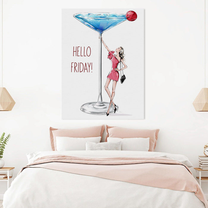 Hello Friday Martini - Fashion Wall Art Canvas - SharpWallArts