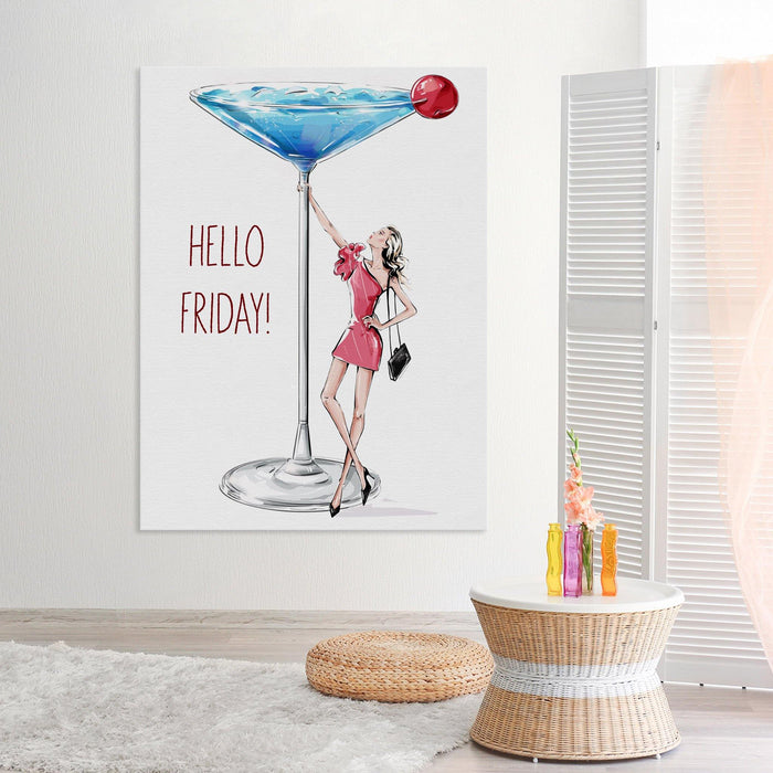 Hello Friday Martini - Fashion Wall Art Canvas - SharpWallArts