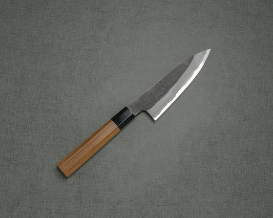 Hinoura "Ajikataya" Shirogami #2 Kurouchi 120mm Petty with Teak Handle