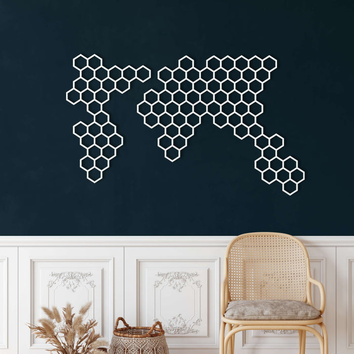 Honeycombs World Map Metal Wall Art - Decor available at Dekadron for $109.90