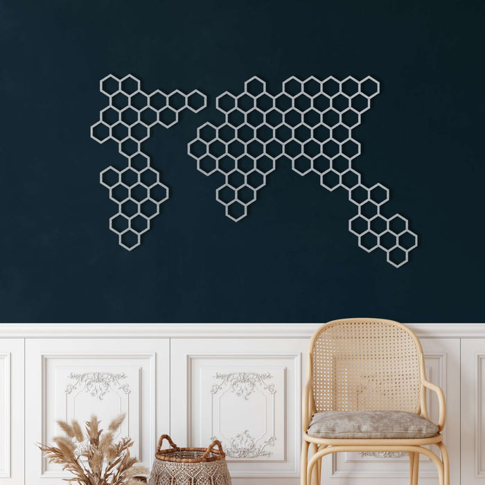 Honeycombs World Map Metal Wall Art - Decor available at Dekadron for $109.90