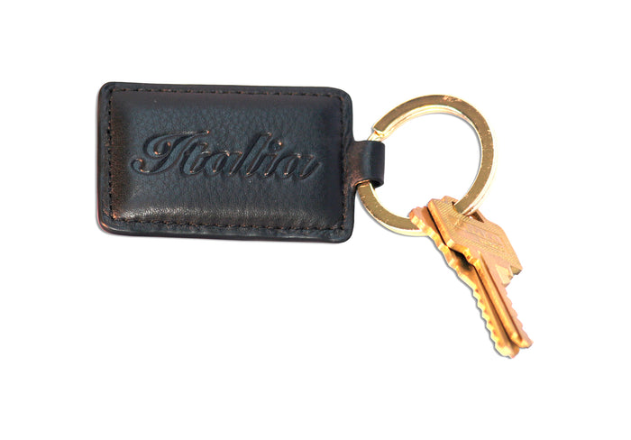 Italia Keychain - Black Embossed Leather