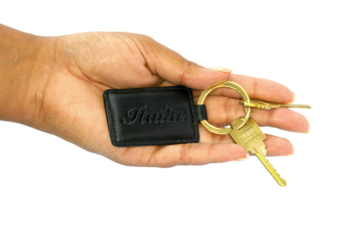 Italia Keychain - Black Embossed Leather
