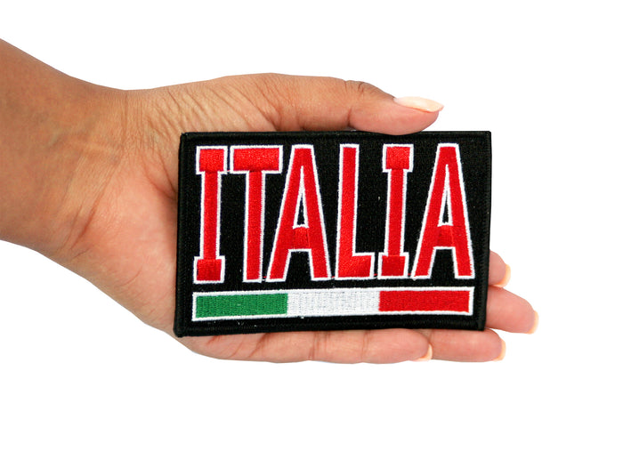 Italia with Flag Iron On Patch