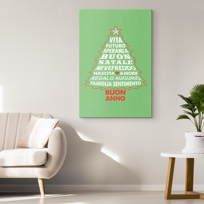 Italian Christmas Tree Canvas Wall Art Portrait