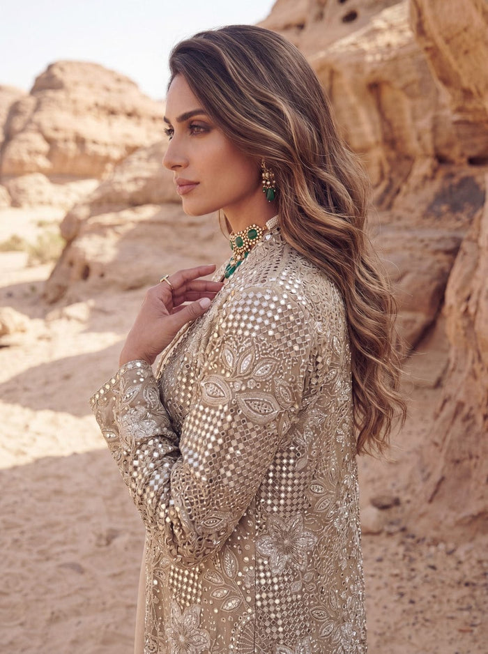 Ivory Embroidered Jacket Set