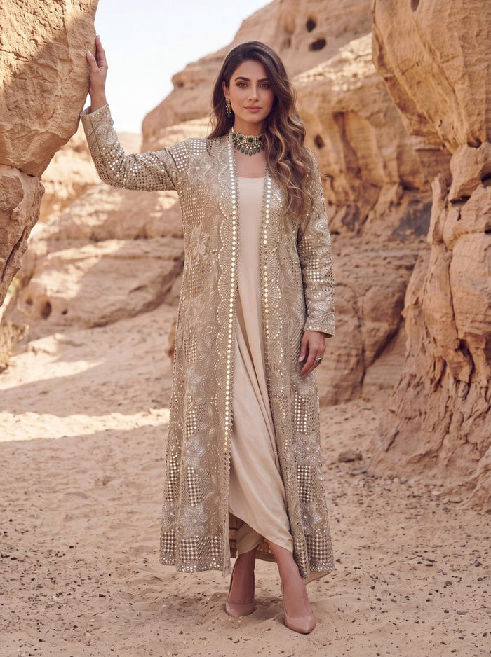 Ivory Embroidered Jacket Set