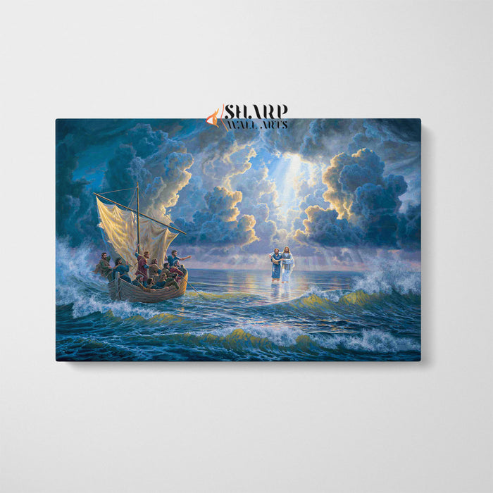 Jesus Walking On Water Canvas Wall Art