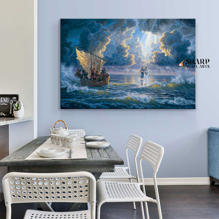 Jesus Walking On Water Canvas Wall Art