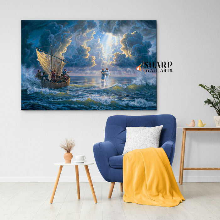 Jesus Walking On Water Canvas Wall Art
