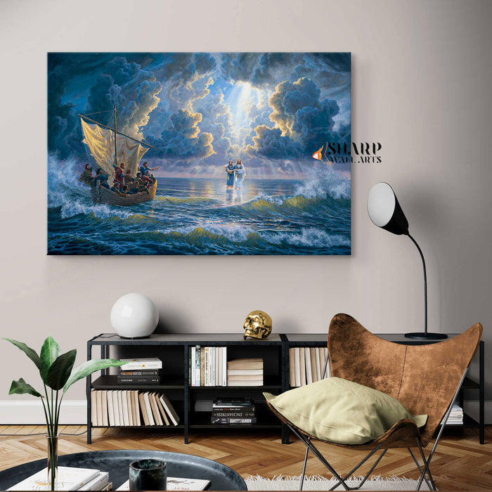 Jesus Walking On Water Canvas Wall Art