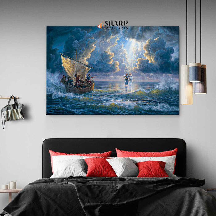 Jesus Walking On Water Canvas Wall Art