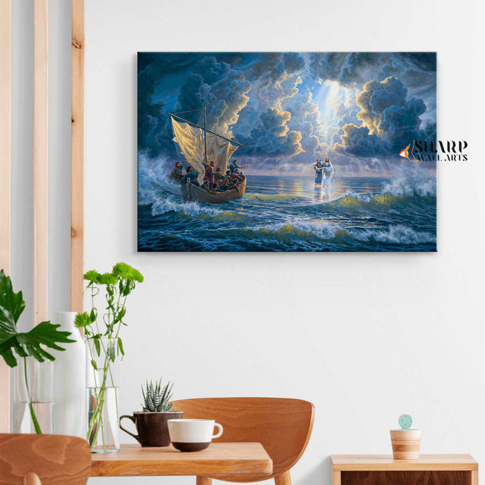 Jesus Walking On Water Canvas Wall Art