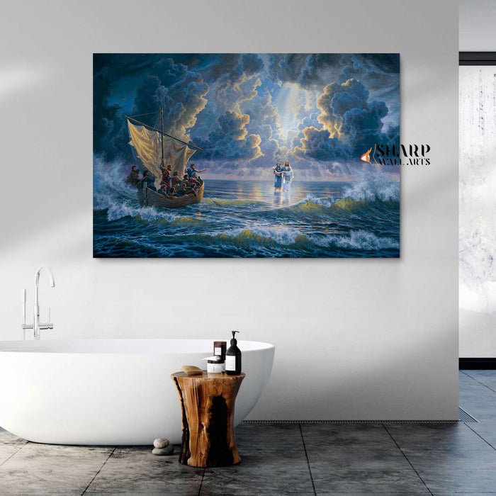 Jesus Walking On Water Canvas Wall Art