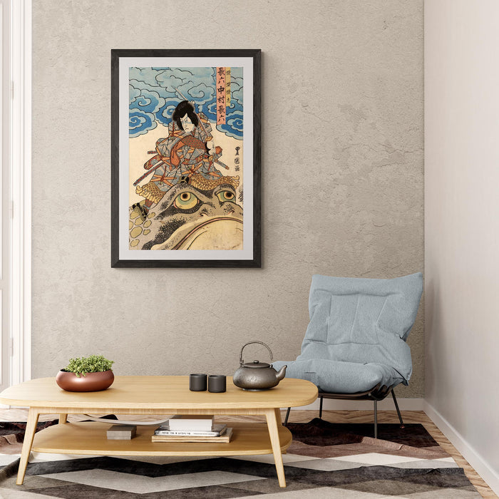 Jiraiya, The Samurai Warrior, Battles the Sorcerer Orochimaru | Utawgawa Kuniyoshi Toad Art, Fine Art Print