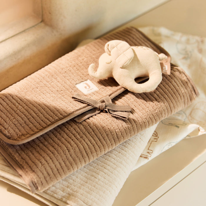 Jollein - Changing Pad With Storage Pockets - Cloudy Rib - Oatmeal - Mabel & Fox