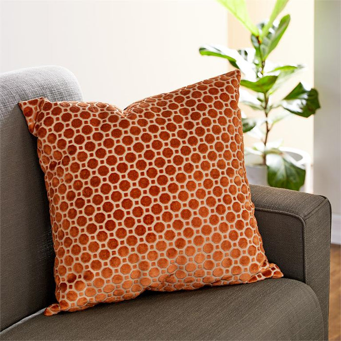 LARGE SQUARE BROWN THROW PILLOW WITH GEOMETRIC PATTERN