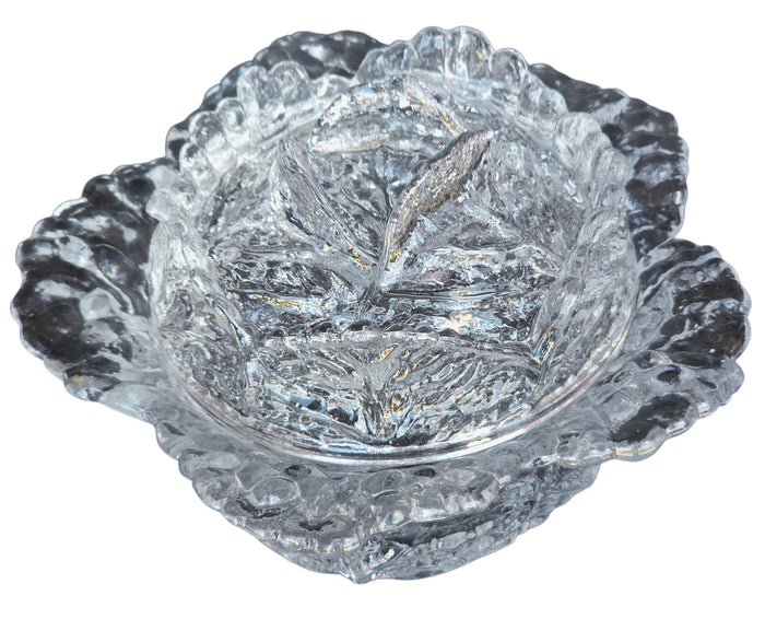 L.E Smith clear Glass cabbage bowl with lid