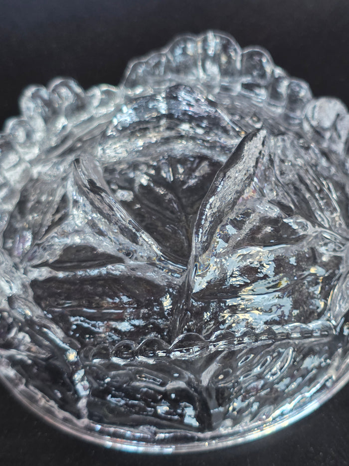 L.E Smith clear Glass cabbage bowl with lid
