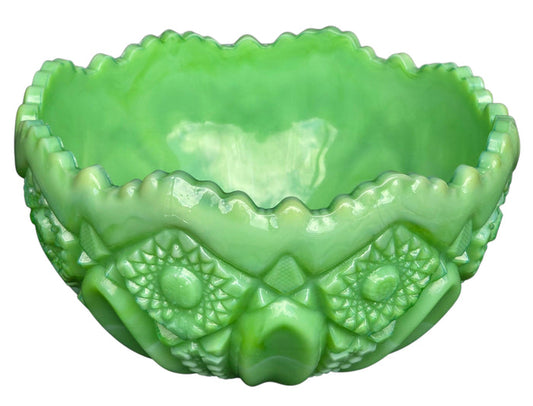 L.E Smith Glass Jadeite Quintec bowl