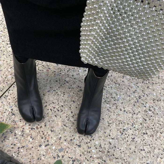Leather Split Toe Ankle Boots