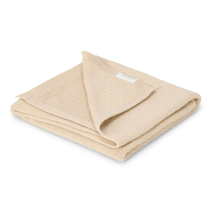 Little Dutch - Knitted Bassinet Blanket - Pure Soft Beige - Mabel & Fox