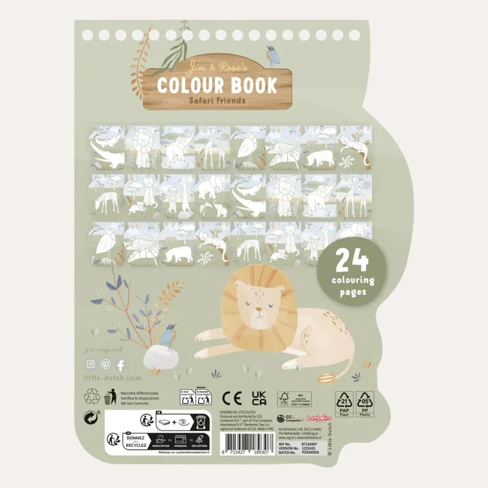 Little Dutch – Shaped Colouring Book – Safari Lion - Mabel & Fox
