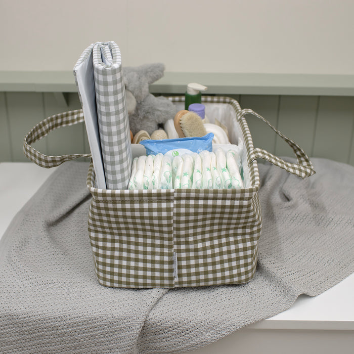Mabel & Fox - Gingham Nappy Caddy - Green - Mabel & Fox