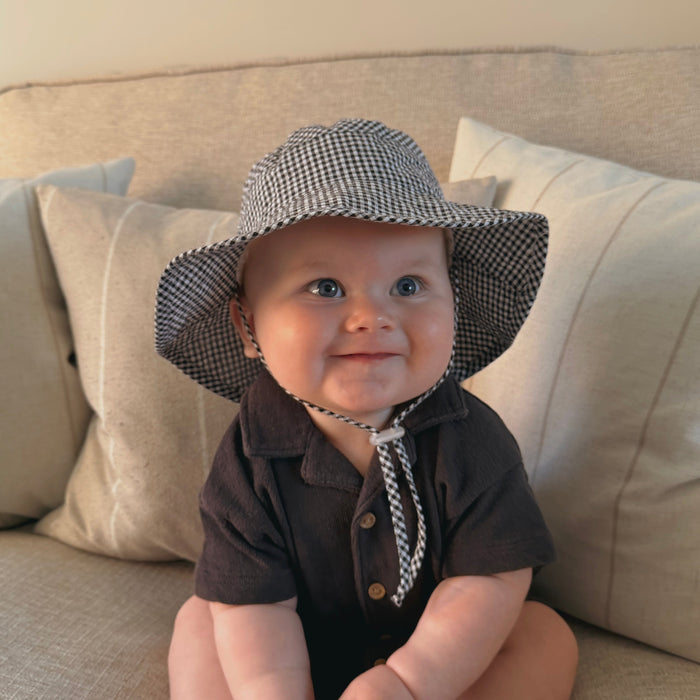 Mabel & Fox - Gingham Sun Hat - Black - Mabel & Fox