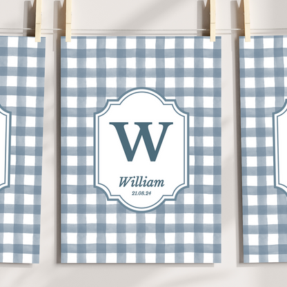 Mabel & Fox - Personalised Art Print - Blue Gingham - Mabel & Fox