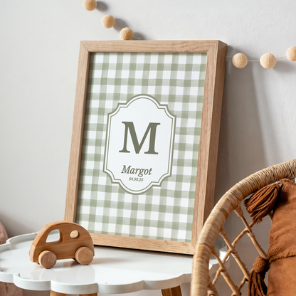 Mabel & Fox - Personalised Art Print - Sage Gingham - Mabel & Fox