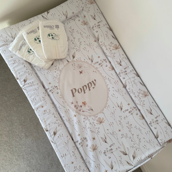Mabel & Fox - Personalised Baby Changing Mat - Natural Wildflowers - Mabel & Fox