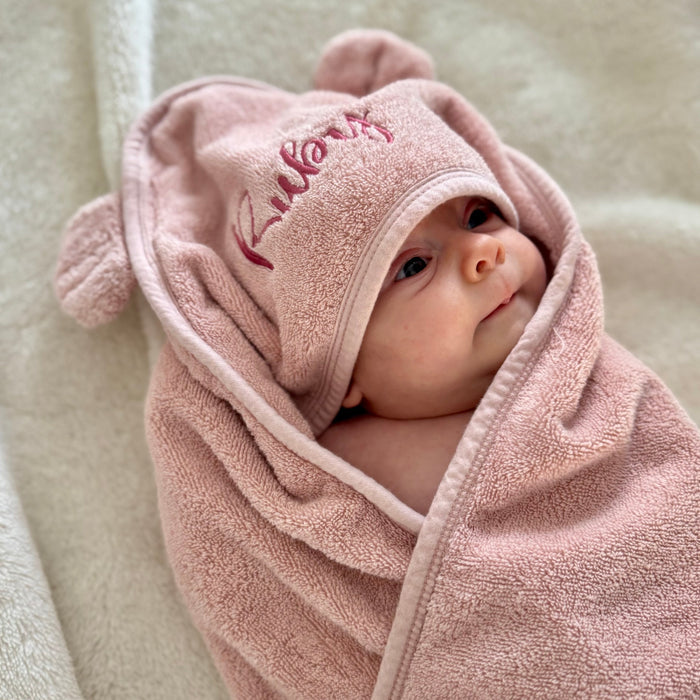 Mabel & Fox - Personalised Hooded Towel - Dusky Pink - Mabel & Fox