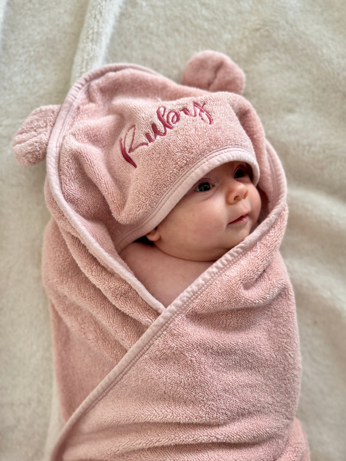 Mabel & Fox - Personalised Hooded Towel - Dusky Pink - Mabel & Fox
